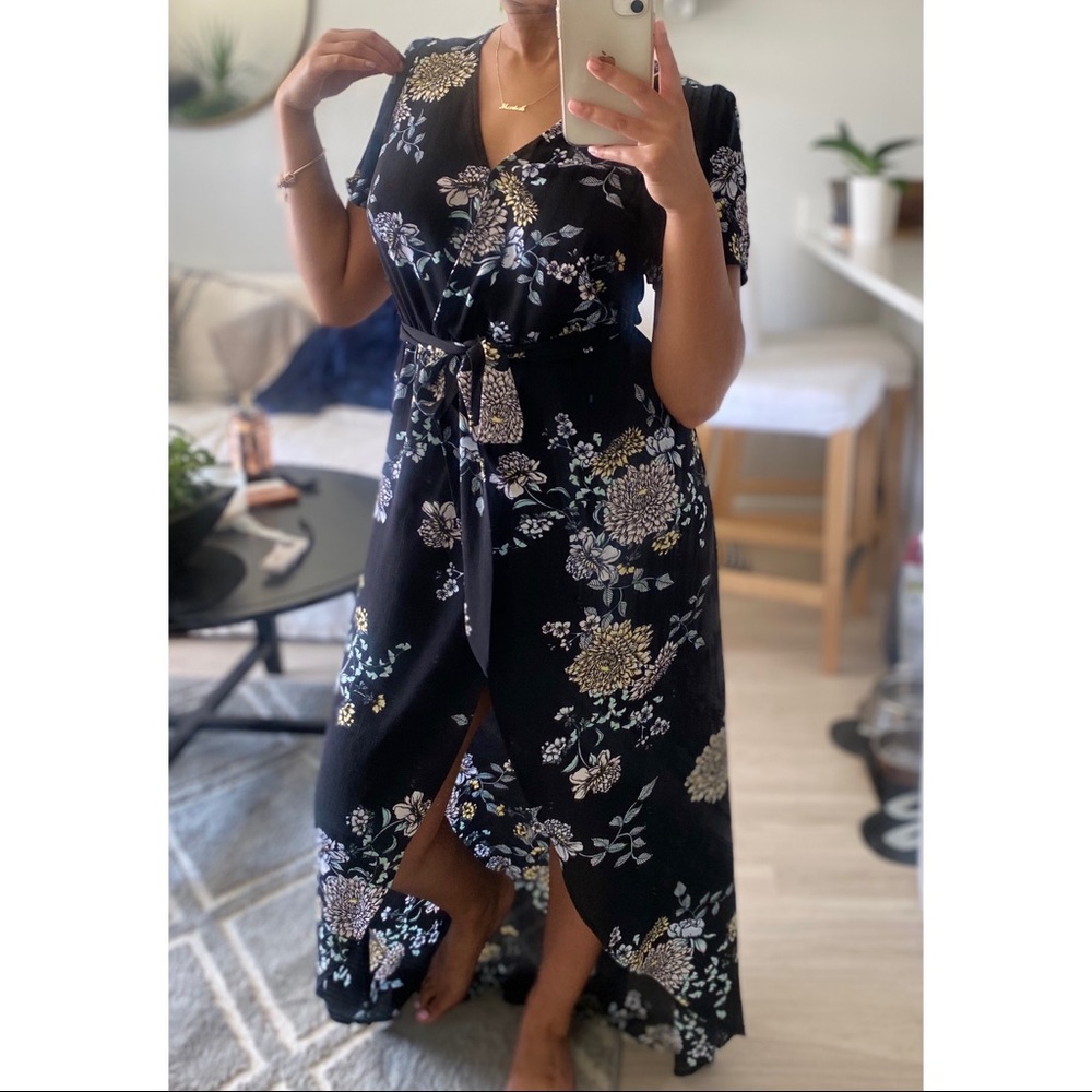 Black Floral Romper / Maxi Dress